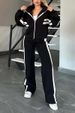 Women's Clothing Y2K Striped Zip Up Top Jacket For Women Casual Sportswear Set Autumn European American For Formal & Casual_ecoleips.com