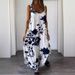 2025 Summer New European American Women's Fashion Cross-Border Vacation Long Dress With Printed Straps, Backless,_ecoleips.com