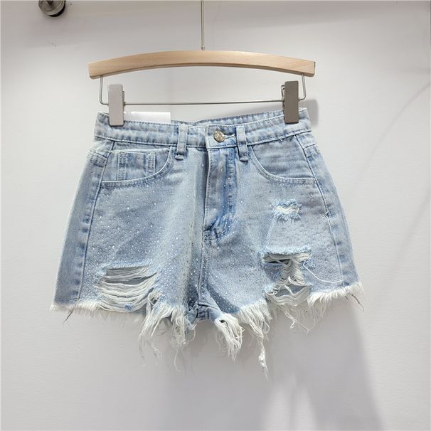 Women's Clothing Shorts For Women New Summer Wear High Waist Slim Heavy Color Hot Diamond Hot Girl Wide Leg Hot Pants_ecoleips.com