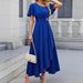 Autumn Elegant Women's Dress Fashion Round Neck Waist Decoration_ecoleips.com