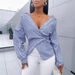 Women's Clothing Spring And Summer Fashion Sexy Versatile Striped Long Sleeved Shirt_ecoleips.com