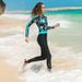 Aria Basics Sharkbat European American One-piece Diving Suit, Long-sleeved, Sun-protective, Quick-drying, Slim-fit Swimsuit For_ecoleips.com