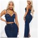 Women's Clothing Denim Dark Sexy Suspender Long Skirt Dress Denim Suit_ecoleips.com