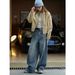 Louvre Early Autumn New Korean Version Trendy Fashionable Wide Leg Jeans, High Waisted Loose And Slimming Casual Pants_ecoleips.com