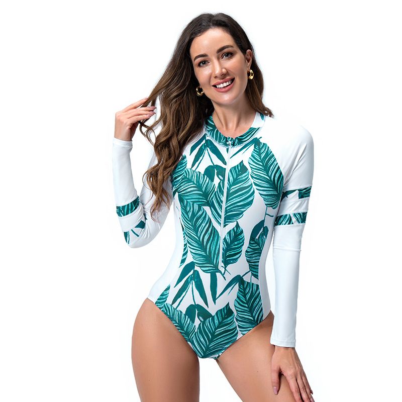 Women's Clothing Sexy One Piece Long Sleeved Zipper Women's Swimsuit Hot Spring Slim Swimsuit Surfing Suit Diving Suit Triangle Bikini_ecoleips.com