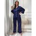 Women's Autumn And Winter Ice Silk Strips Solid Color Basic Long-sleeved Trousers Two-piece Loungewear_ecoleips.com