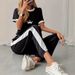 American Style Women's Summer Casual Crown Print T-Shirt And Sweatpants Set Simple Short Sleeve Clothing For Spring Autumn_ecoleips.com