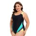 Women's Clothing New Color Matching Sports One Piece Large Size Swimsuit Backless Triangle Conservative Swimsuit_ecoleips.com