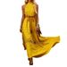 Women's Clothing Summer Halter Neck Tie-Back Maxi Dress – Lace Trim Boho Elegance (Yellow, S-XL)_ecoleips.com