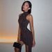 Women's Sexy round Neck Sleeveless Dress Hip Wrapped Strappy Design Short Skirt_ecoleips.com