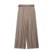 Women's Silk Satin Wide Leg Pants Casual Belted Trousers Versatile Summer Fashion Regular Fit Polyester Capris_ecoleips.com