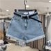 Women's Chic High-Waisted Denim Shorts – Rolled Hem, Wide-Leg & Breathable For Summer Casual Wear_ecoleips.com