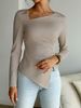 Elegant Solid Color Long Sleeve T-Shirt Autumn Winter Street Style Simple Waist Troops Hem Tight Top For Women_ecoleips.com