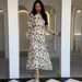 Women's Floral Print Ruffled Dress Round Neck Long Sleeve Gentle Style European American Fashion New Arrival 2024_ecoleips.com
