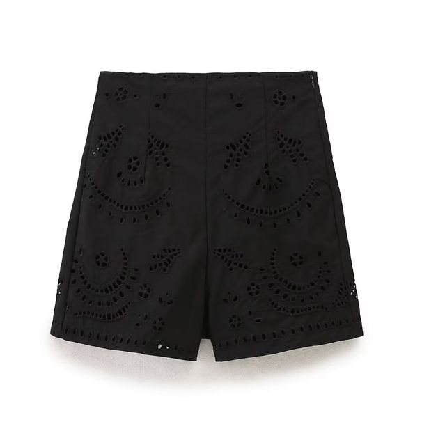 Women's Bohemian Style Lace Embroidery Shirt And Shorts Set Breathable Polyester Crochet Top Casual Vintage Romantic Outfit_ecoleips.com