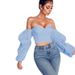 2026 European American Women's Fashion Spring/summer Ins Irregular Long-sleeve Cropped Tube Top, Slimming And Sexy Style_ecoleips.com