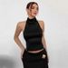 Women's Slim Fit Halter Neck Top Sexy Backless High Neck Versatile Fashionable Solid Color European And American Style New_ecoleips.com