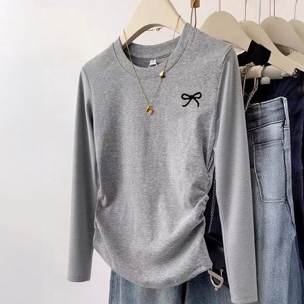 DiYun European And American Simple Vacation Solid Color Long Sleeve Sweater T-Shirt Women's Clothing 2025_ecoleips.com