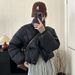 Women's Short Puffer Jacket With Stand Collar, Oversized Cotton-Padded Coat, Casual Winter Outerwear For Petite & Plus Size_ecoleips.com
