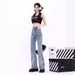 2025 Spring And Autumn New Vintage Washed Distressed Butterfly Embroidery Versatile Design Slightly Flared Denim Pants_ecoleips.com