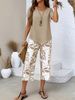 Women's Summer Fashion High-Waisted Wide Leg Pants Set Short-Sleeved Two-Piece Outfit for Spring/Autumn_ecoleips.com