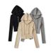Women's Slim Fit Cardigan Top With Turn Up Waist And Slightly Flared Trousers Set Long Sleeved Brushed Zipper Autumn Winter Sexy_ecoleips.com