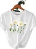 European And American Cross-border Foreign Trade Women's Floral Plant Print Round-neck Short-sleeve T-shirt Top_ecoleips.com