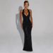 Women's Clothing Sexy Deep V Sleeveless Halter Neck Dress For Women Summer New Style Temperament Sequined Backless Waist Hip Skirt_ecoleips.com