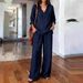 New Women's Long Sleeved Solid Color Two Piece Set Loose Casual Style for European American Independent Websites_ecoleips.com