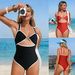 Women's Bohemian One-Piece Swimsuit Sexy Cut-Out Design Bikini Style Red Black S M L XL_ecoleips.com