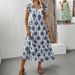 Women's Floral Print V-Neck Maxi Dress French Vacation Style Flowy A-Line Sundress for Summer_ecoleips.com