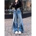 American Retro Two-way Straight-leg Jeans Women, New Trendy High-waisted Loose Slimming Wide-leg Pants For Fashionable_ecoleips.com