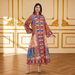 Women's Long Sleeved V Neck Robe Dress Ethnic Print Suitable for Everyday Wear Festivals And Parties Muslim Fashion_ecoleips.com