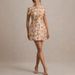 Women's Sparkle Floral Dress - Short Sleeve A-Line Mini Dress, High Waist Party Dress, Lightweight Polyester (Floral Print)_ecoleips.com