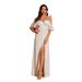 Elegant White Strapless Satin Gown With High Slit FloorLength Formal Dress With Sweetheart Neckline & Train For Weddings, Banquets (Chiffon-Lined)_ecoleips.com