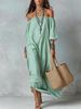 Women's Elegant Striped Off Shoulder Loose Fit Maxi Dress – Casual Resort Summer Gown_ecoleips.com