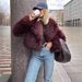 Luxury Faux Fur Coat – Wine Red Short Jacket, Oversized Fit, High-End Velvet-Like Texture, XS-L, Fashionable Streetwear Essential_ecoleips.com