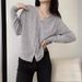V-Neck Single Breasted Knitted Cardigan Solid Color Sweater Women's Coat Autumn And Winter New Collection Lazy Style_ecoleips.com