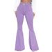 Women's Clothing Purple Raw Edge Flared Stretch Jeans_ecoleips.com