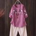 Spring And Summer Youthful Ethnic Style Large-Sized Loose Slimming Short-Sleeved Top Cotton And Linen Embroidered T-Shir_ecoleips.com