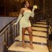 European And American Foreign Trade 2025 Fashion New Women's Halter Neck Dress With Finger Sleeves, Mesh Ribbons,_ecoleips.com