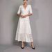 Elegant V Neck White Lace Long Dress Temperament Commute Floral Evening Party Gown Formal Dinner Dress_ecoleips.com