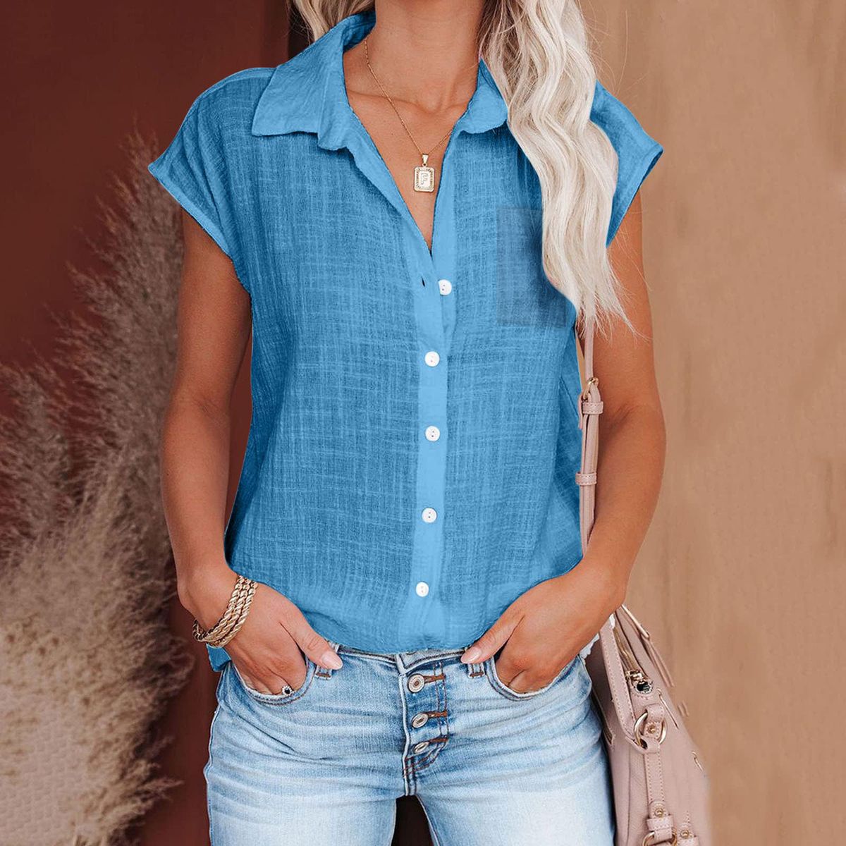 Breathable Cotton Batwing Sleeve Shirt – Solid Color 3d-Effect Office & Casual Top (White/Sky Blue/Green/Black/Pink, S-Xxl)_ecoleips.com
