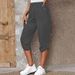 Women's Summer Casual Cropped Pants Elastic Waist Fashionable American Style Trendy Bottoms_ecoleips.com