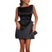 Elegant Satin Backless Bow Dress For Women - Spring Party Cocktail Dress, Sexy Formal Evening Gown In Black_ecoleips.com