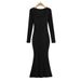 YPFF Trendy Women's Dress, European American Internet Celebrity Style, Pure And Sexy, Square Neck, Slim Fit, High Waist,_ecoleips.com