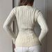 Women's V-Neck Cable Knit Sweater With Rope Detail, Long Sleeve Pullover Top For Casual Chic Style_ecoleips.com