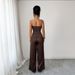 Elegant Women's Strapless Waist Cinching Wide Leg Pants Suit American Style Spring Summer_ecoleips.com