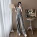 Women's Trendy Two Piece Set Minimalist Casual Sportswear Cross Border Slimming Wide Leg Pants Short Sleeved Top_ecoleips.com
