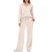Women's Long Sleeved Drawstring Trouser Suit Solid Color Commuter Autumn Winter Fashion Casual Set European American Style_ecoleips.com